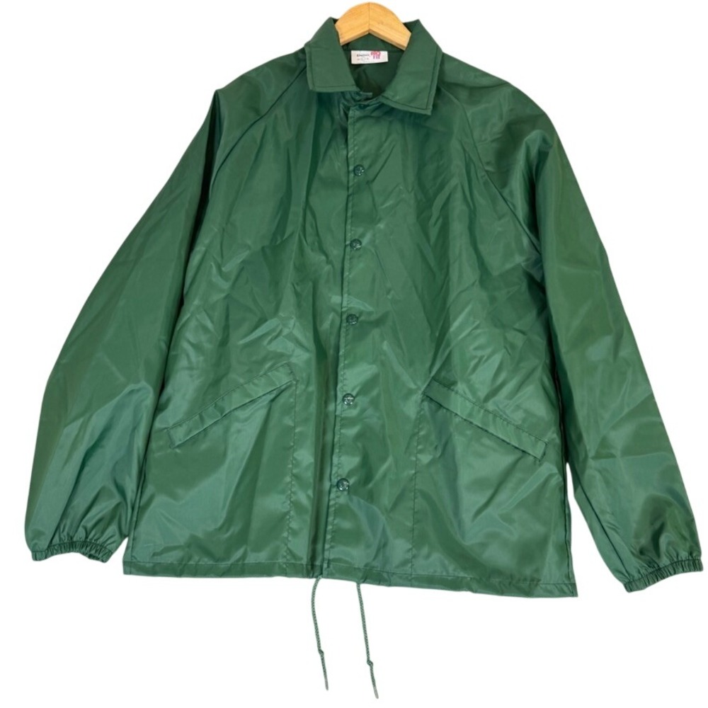Vintage King Louie Pro Fit Coaches Jacket Green Mens Large USA Made Windbreaker